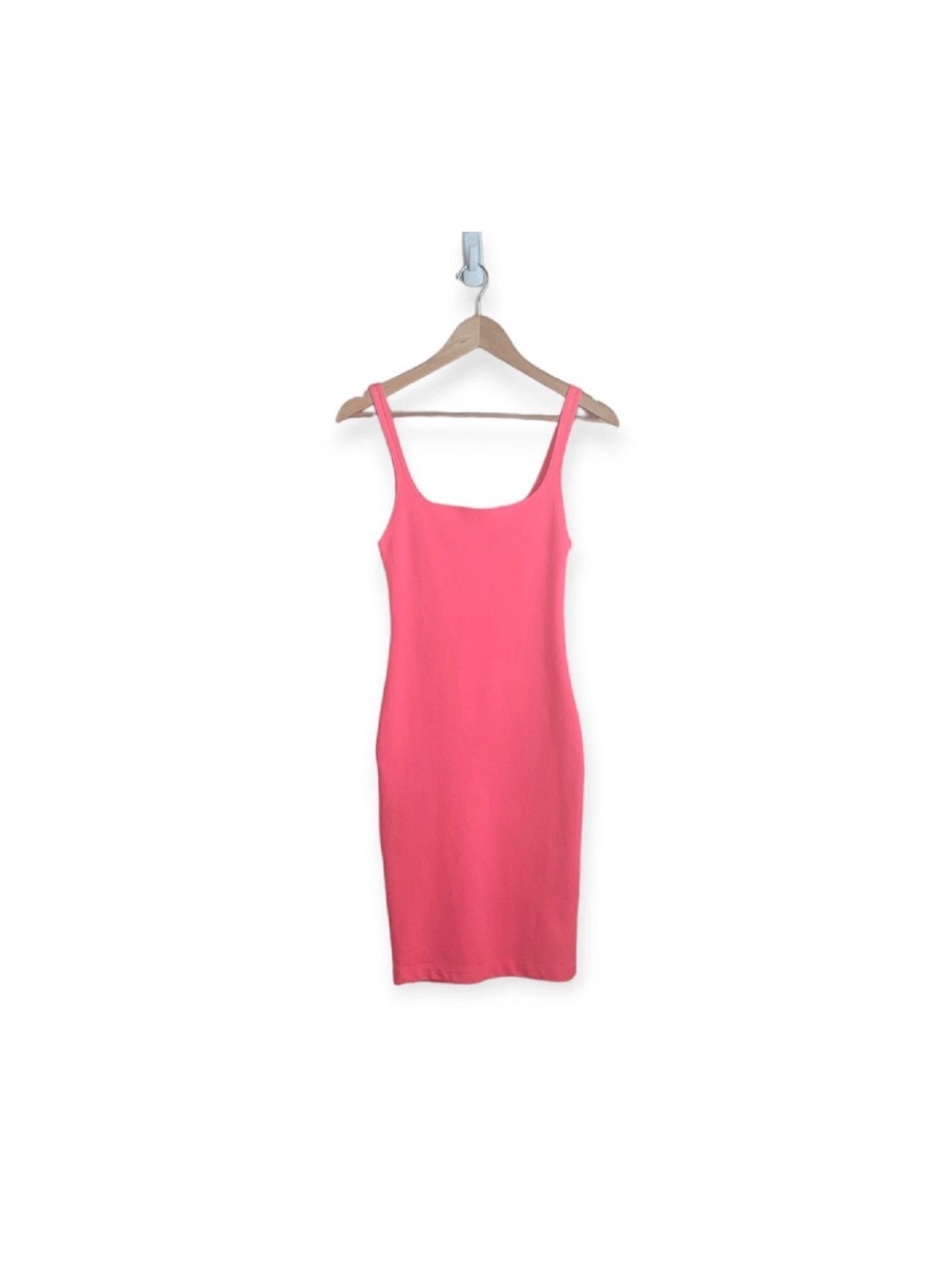Zara Hot Pink Scoop-Neck Midi Bodycon Dress